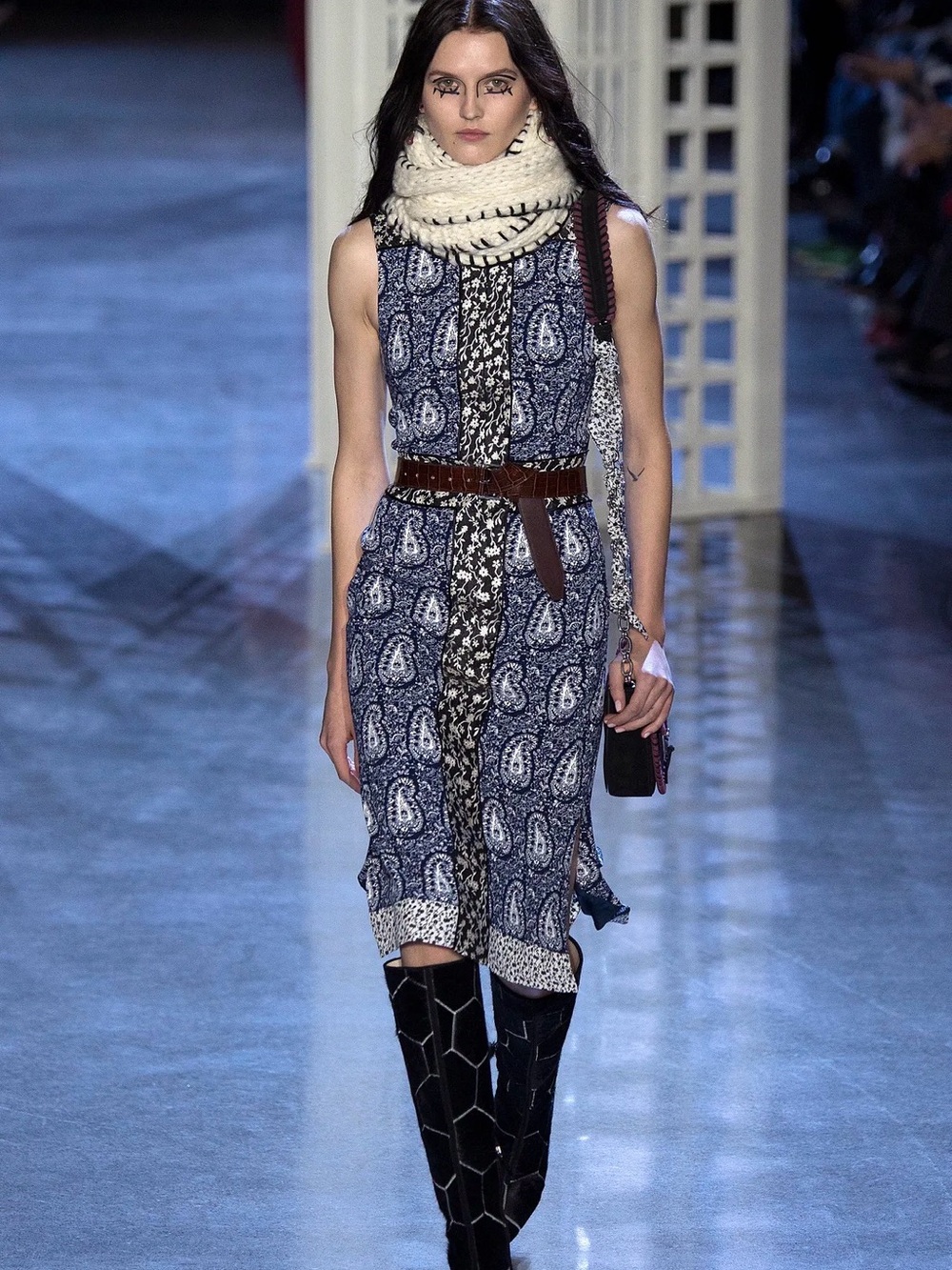 Altuzarra FW 2016 Runway Mixed Print Paisley Silk Floral Midi Dress FR 40 US 8